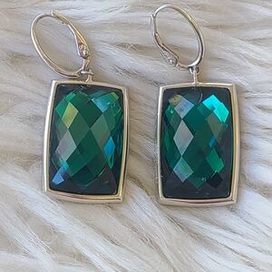 Swarovski Crystal Nirvana Green Pierced Earrings- Good Condition